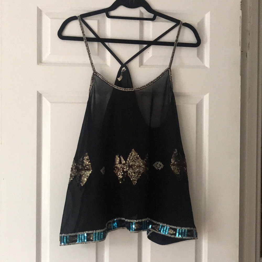 BB DAKOTA Black Sheer Sequence Racer Back Tank